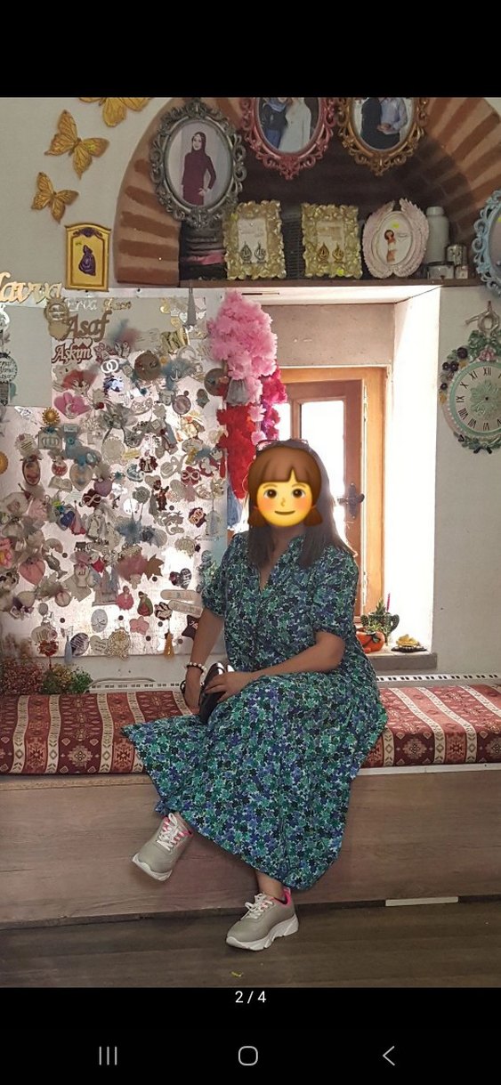 Renkli Batik Midi Elbise, Kısa Kollu, Salaş Kesim - Görsel 2