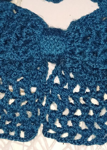 Mavi Örgü Fiyonk Saç Aksesuarı EL EMEĞİ GÖZ NURU - Görsel 2