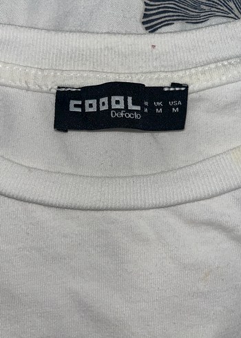 Beyaz Pamuklu yarım Kollu Baskılı Tişört - Görsel 2