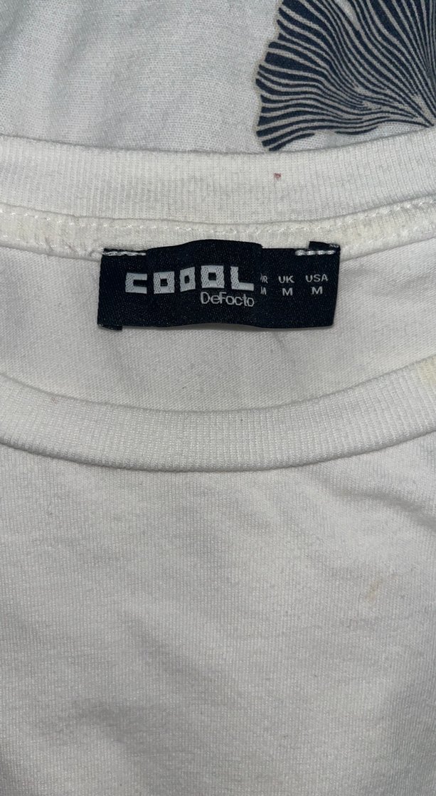 Beyaz Pamuklu yarım Kollu Baskılı Tişört - Görsel 2