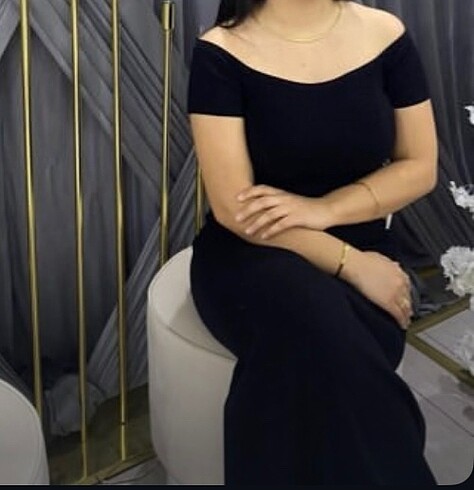 Bershka Siyah uzun Bershka elbise