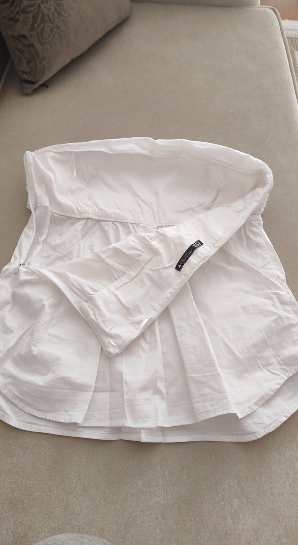 Düğmeli Beyaz Midi Hamile Eteği - Görsel 3