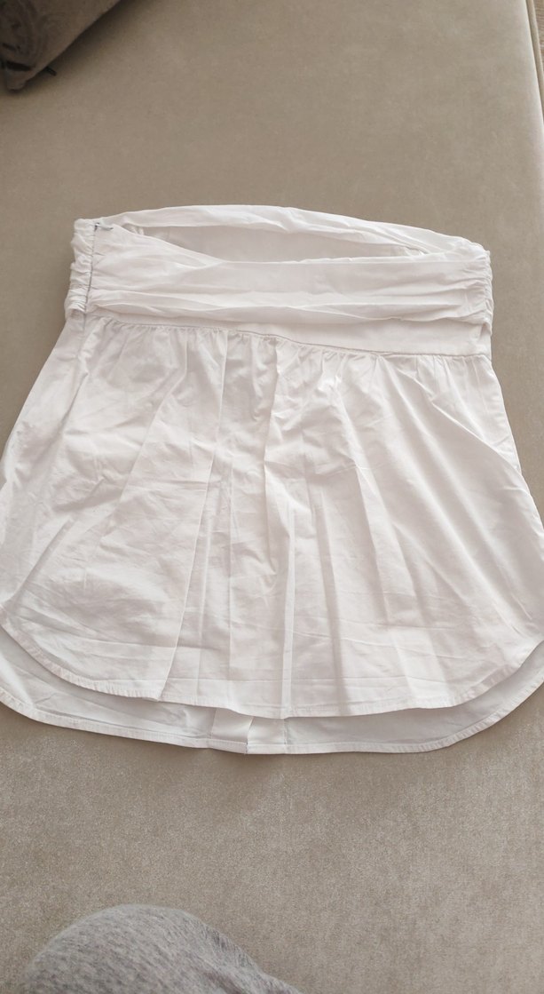 Düğmeli Beyaz Midi Hamile Eteği - Görsel 4