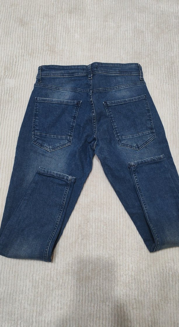 Düğmeli Lacivert Regular Fit Erkek Kot Pantolon - Görsel 3