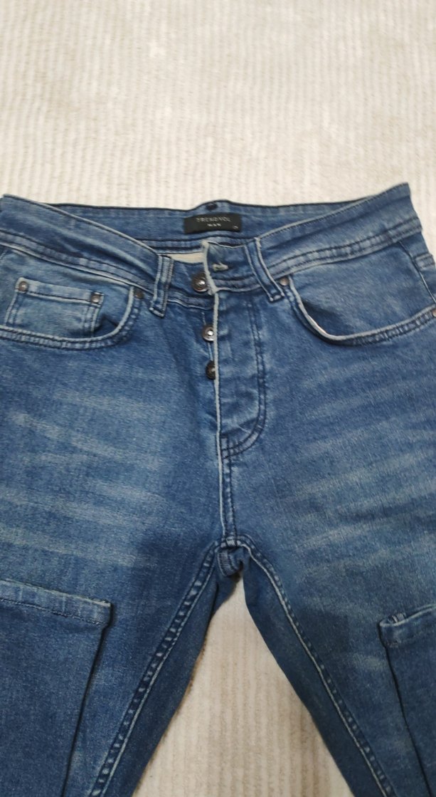 Düğmeli Lacivert Regular Fit Erkek Kot Pantolon - Görsel 2