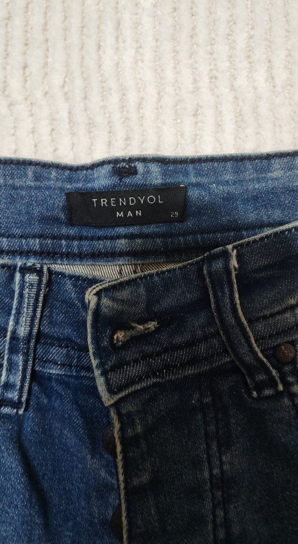 Düğmeli Lacivert Regular Fit Erkek Kot Pantolon - Görsel 4