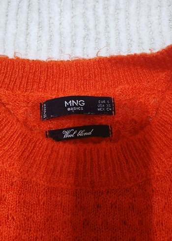 Turuncu rengi ince Örgü triko Kazak, Yuvarlak Yaka - Görsel 3