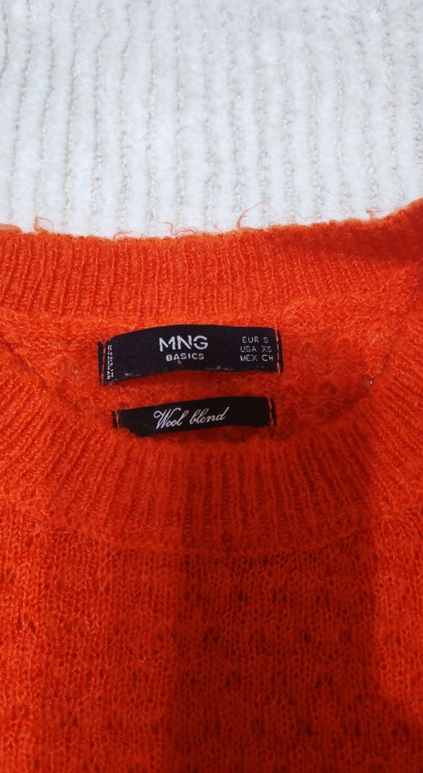 Turuncu  rengi  ince Örgü triko Kazak, Yuvarlak Yaka - Görsel 3