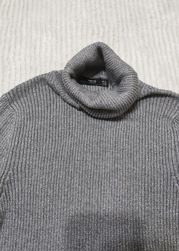 Gri Kadın Boğazlı Triko Kazak - Görsel 3