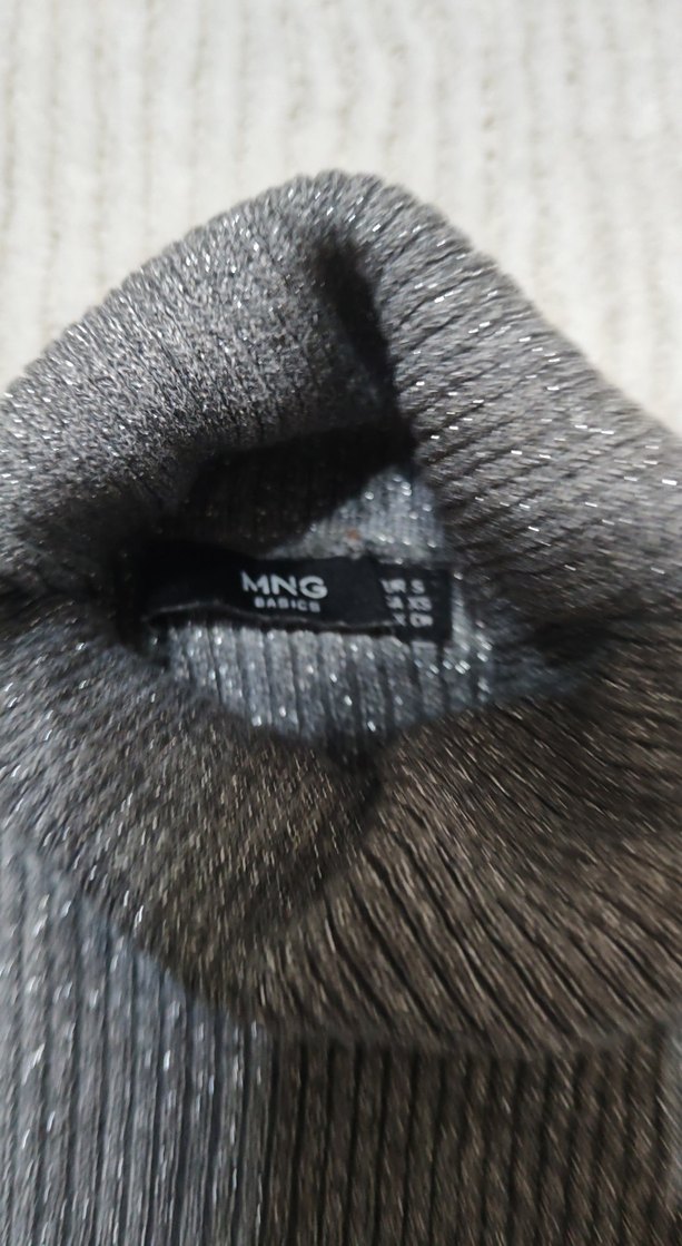 Gri Kadın Boğazlı Triko Kazak - Görsel 2