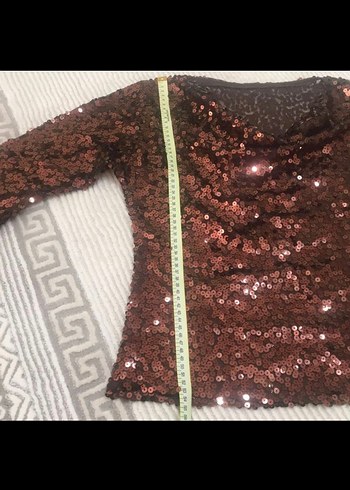 Kahverengi Pullu Kadın Bluz - Görsel 5