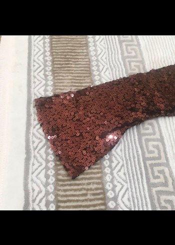 Kahverengi Pullu Kadın Bluz - Görsel 6