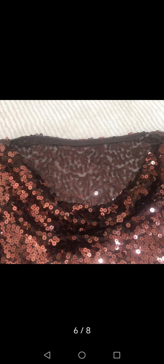 Kahverengi Pullu Kadın Bluz - Görsel 4