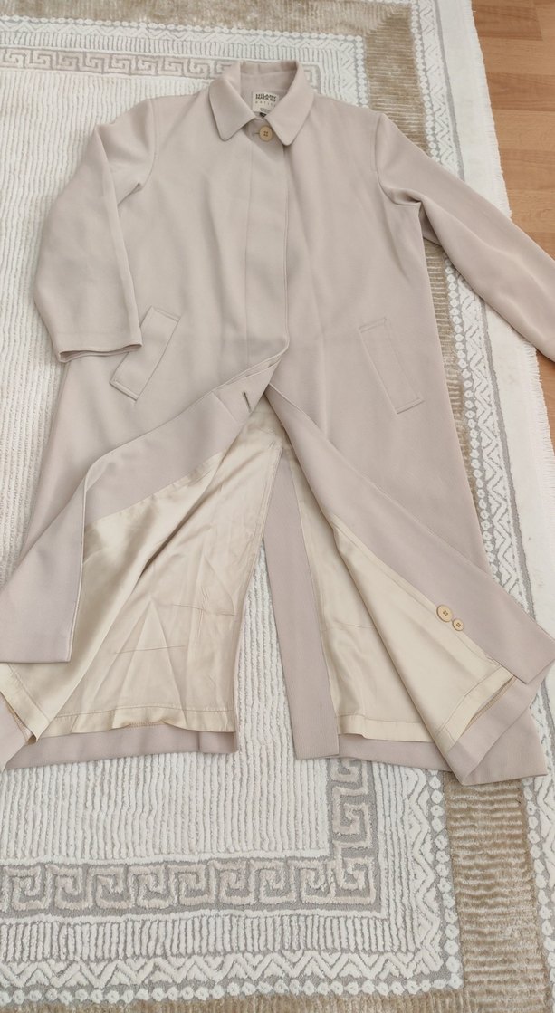 Bej Uzun Kadın Trençkot - Görsel 4