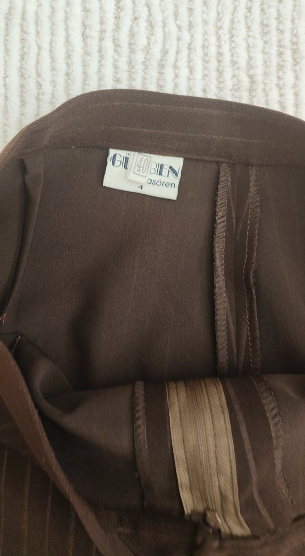 Kadın Kahverengi Piliseli Kumaş Pantolon - Görsel 3