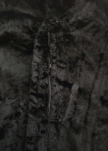 Siyah Uzun Kürklü Süet Kadın Kaban - Görsel 7