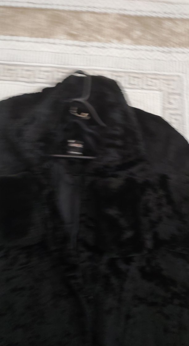 Siyah Uzun Kürklü Süet Kadın Kaban - Görsel 5