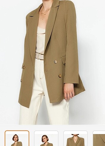 Trendyol Açık Haki Blazer Ceket
