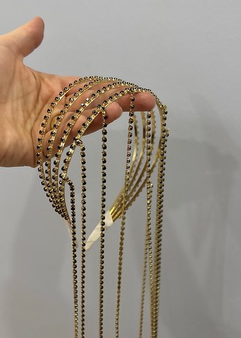Zincir Detaylı Altın Rengi Saç Aksesuarı - Görsel 2