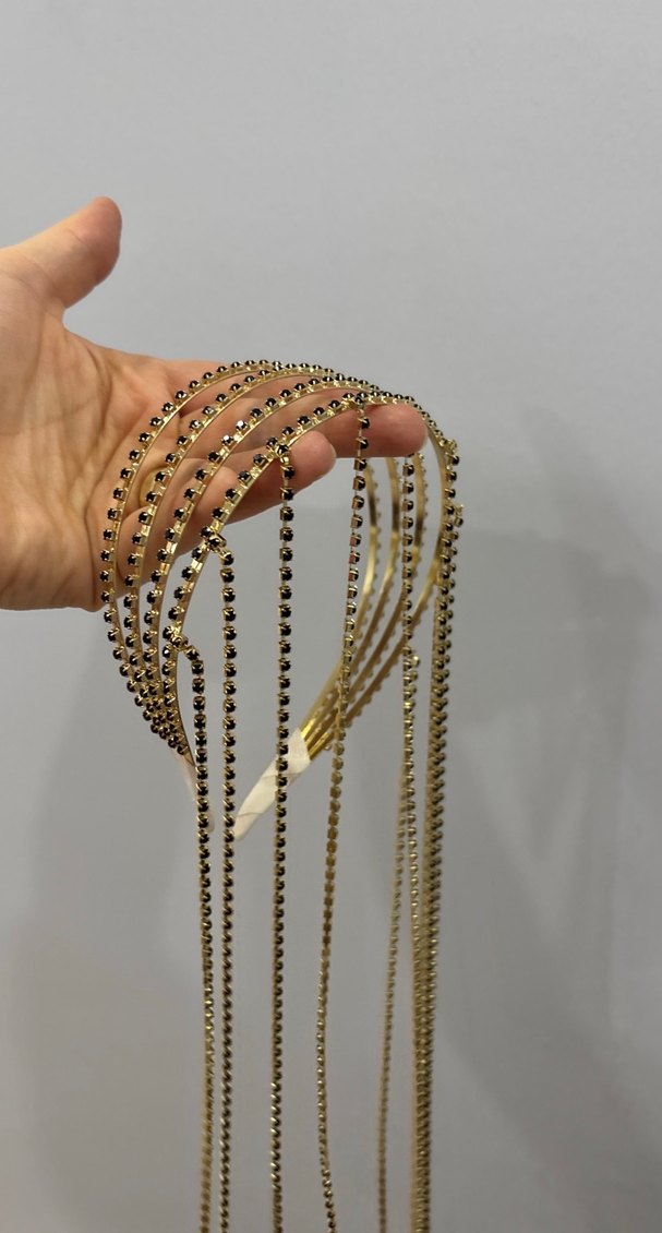Zincir Detaylı Altın Rengi Saç Aksesuarı - Görsel 2