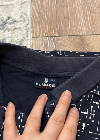 Erkek Lacivert Baskılı Polo Tişört - Görsel 3