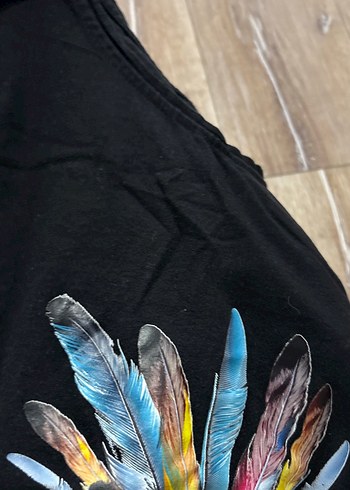 Renkli Baskılı Kısa Kollu Bohem  Tişört - Görsel 3