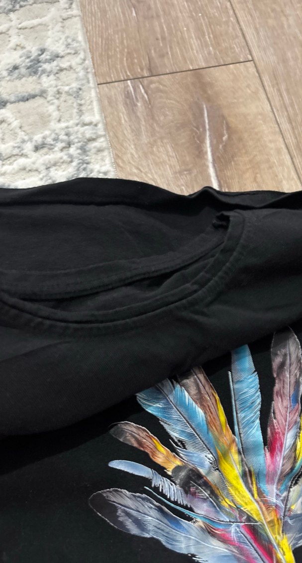 Renkli Baskılı Kısa Kollu Bohem  Tişört - Görsel 2