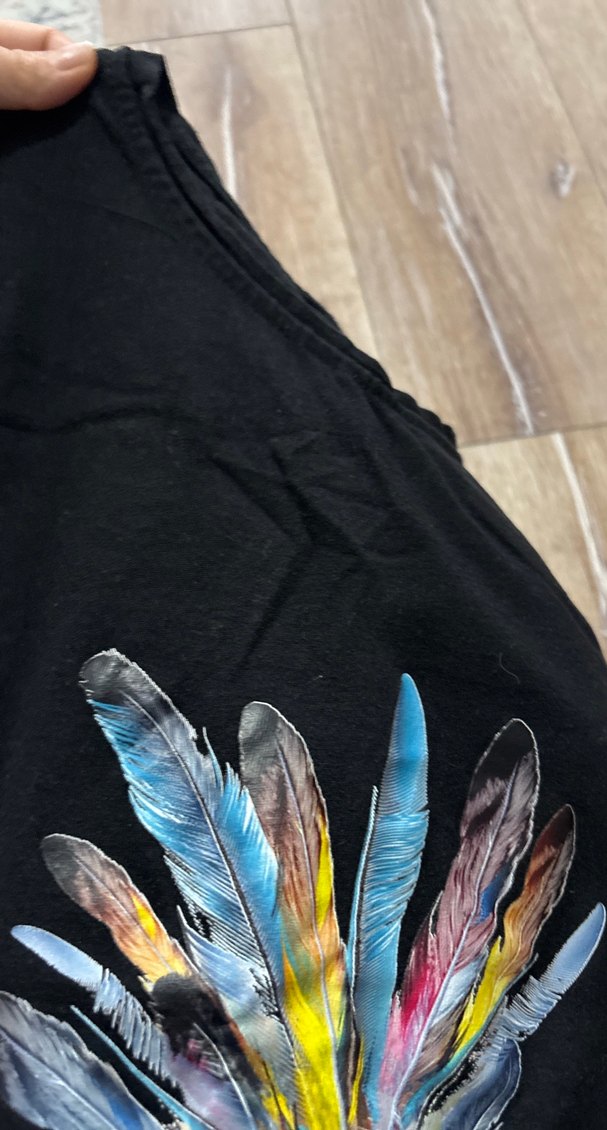 Renkli Baskılı Kısa Kollu Bohem  Tişört - Görsel 3