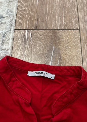 Kırmızı Kısa Kollu Gömlek - Görsel 3