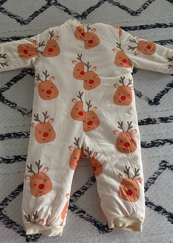 Fermuarlı, Baskılı Beyaz Bebek Tulumu - Görsel 2