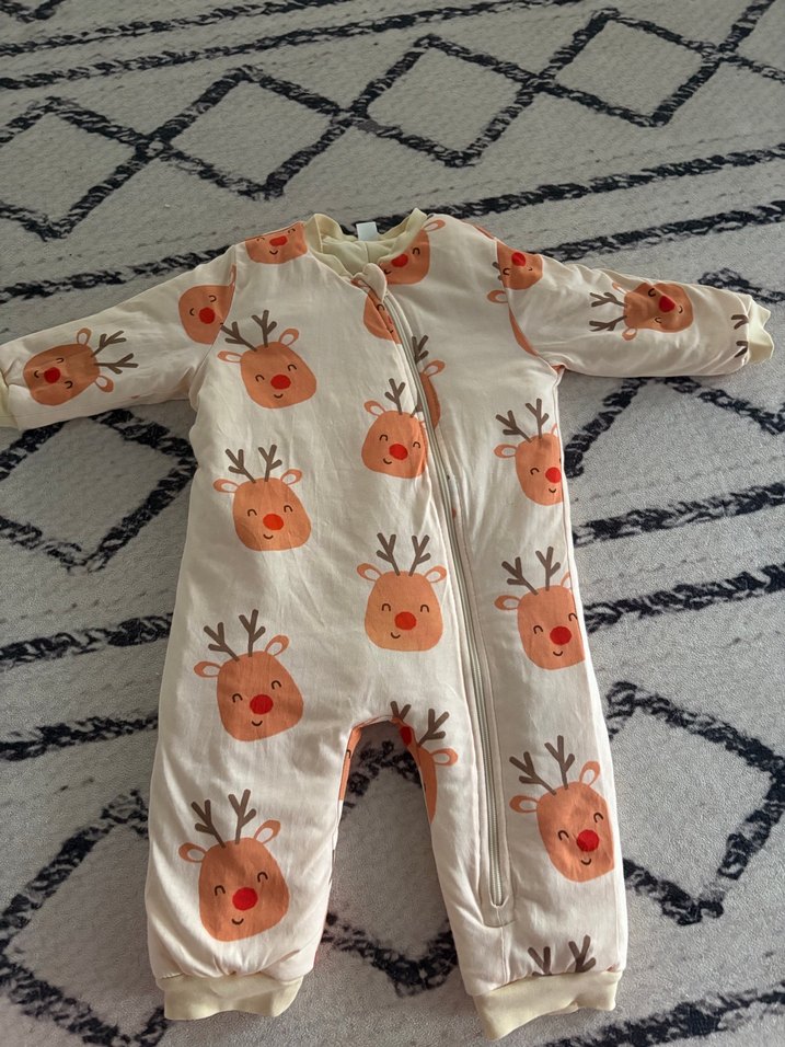 Fermuarlı, Baskılı Beyaz Bebek Tulumu - Görsel 4