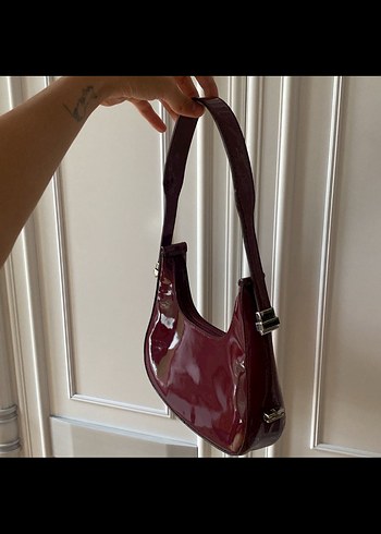 Bordo y2k çanta - Görsel 3