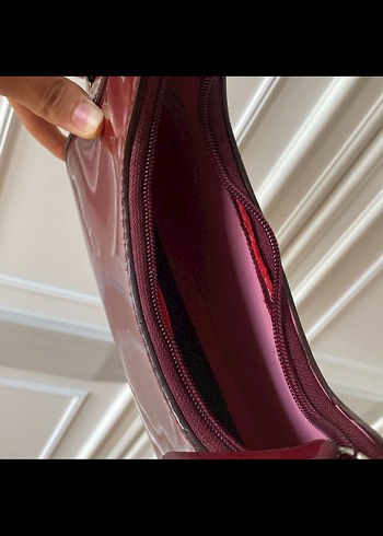 Bordo y2k çanta - Görsel 4