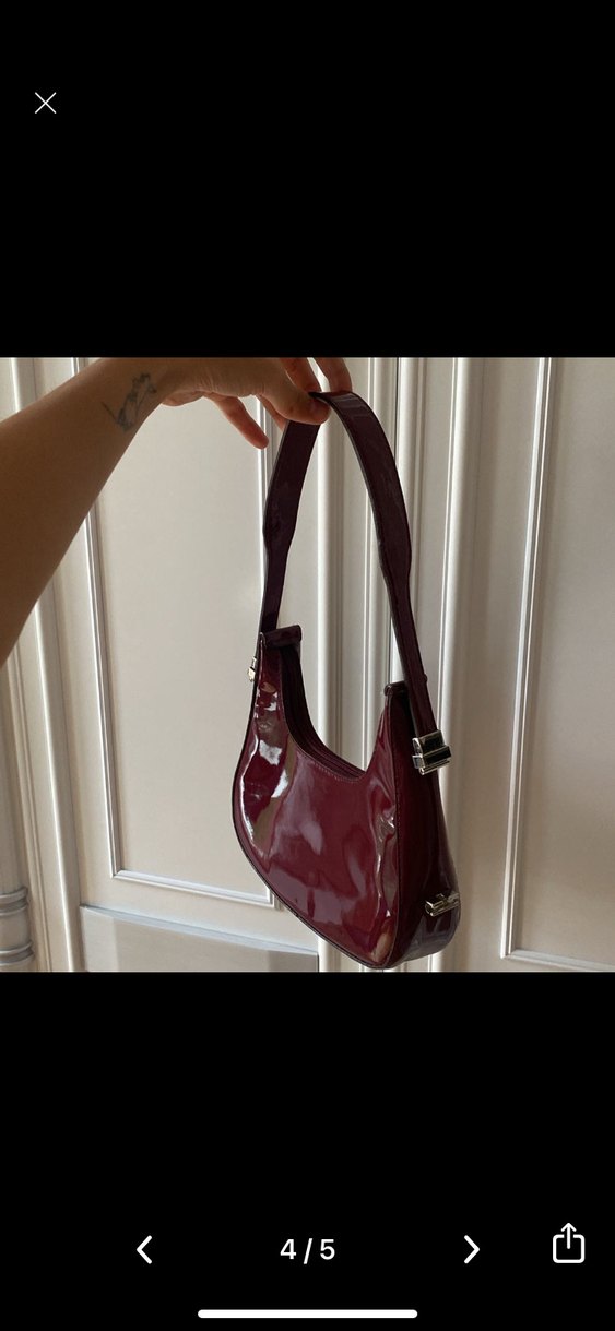 Bordo y2k çanta - Görsel 3