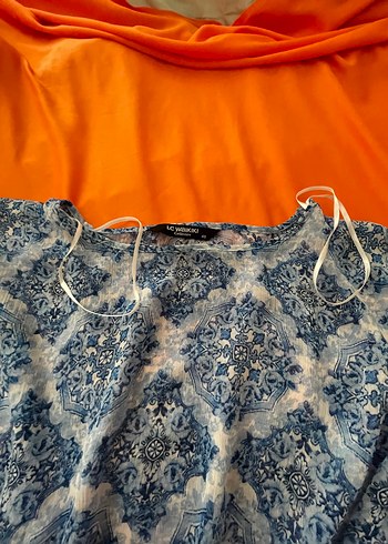 LC Waikiki Mavi Gri Batik Desenli Salaş Bluzu