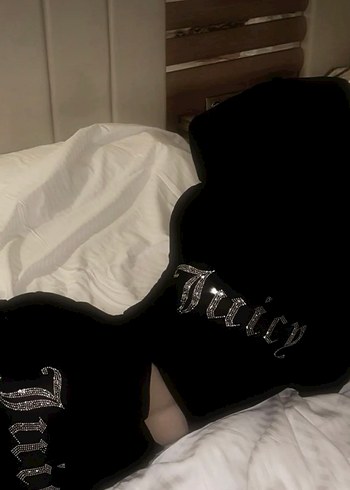 Juicy Kadın Siyah Nakışlı Gotik Fermuarlı Takım - Görsel 2