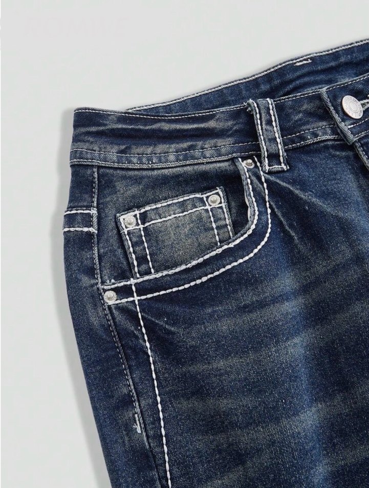 cep kelebek  işlemeli kot pantolon y2k - Görsel 5