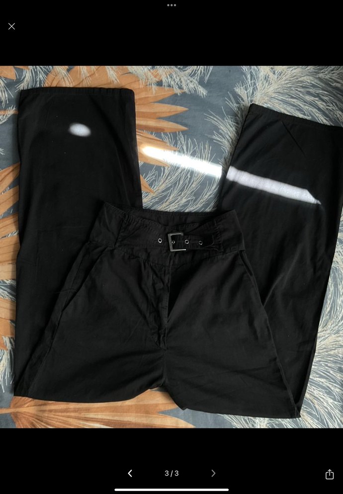 Kemer Detaylı Rahat Kesim Kadın Keten Pantolon - Görsel 3