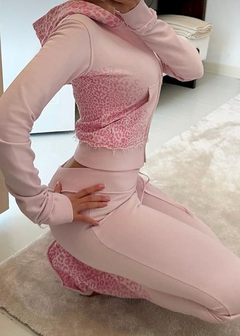 pembe leoparlı y2k eşofman takımı - Görsel 7