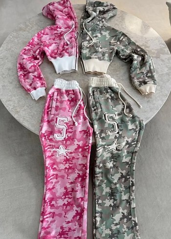 Gri Kamuflaj Desenli Kadın Eşofman Takımı - Görsel 5