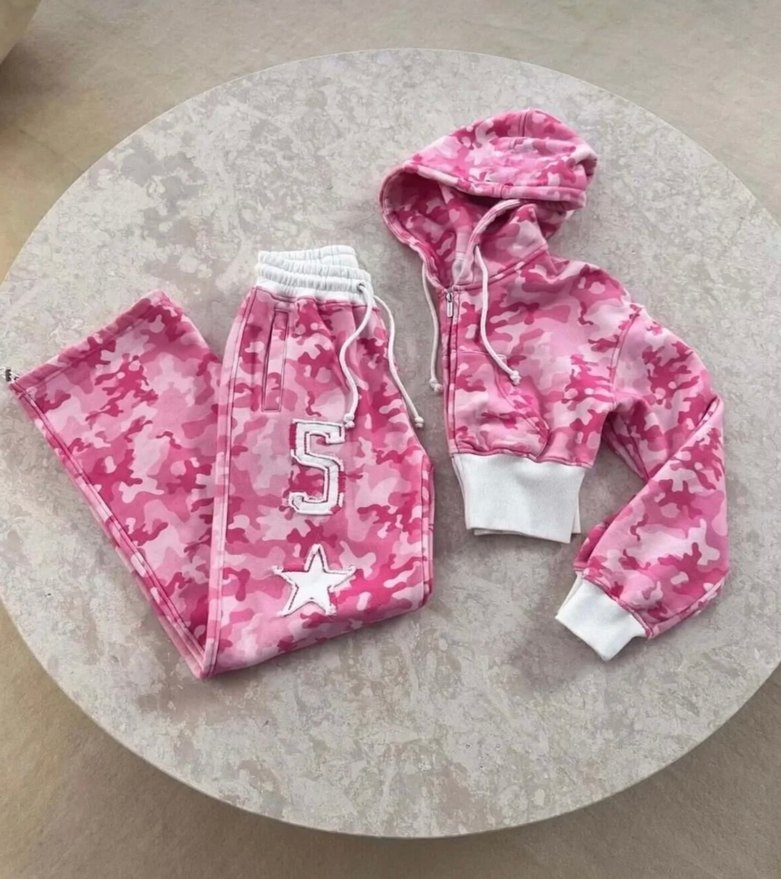 Gri Kamuflaj Desenli Kadın Eşofman Takımı - Görsel 4