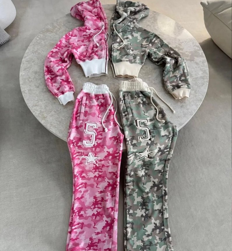 Gri Kamuflaj Desenli Kadın Eşofman Takımı - Görsel 5