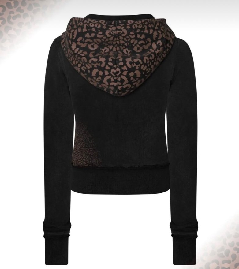 Siyah Kapüşonlu Fermuarlı Kadın Ceket - Görsel 2