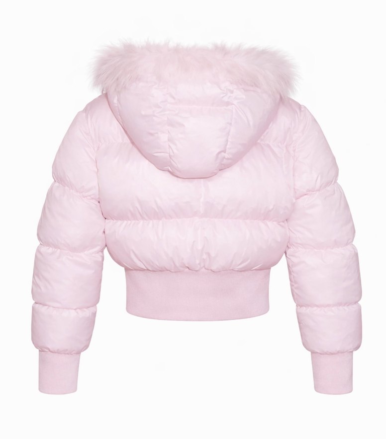 Pembe Kadın Kışlık Kürklü foxy  mont - Görsel 2