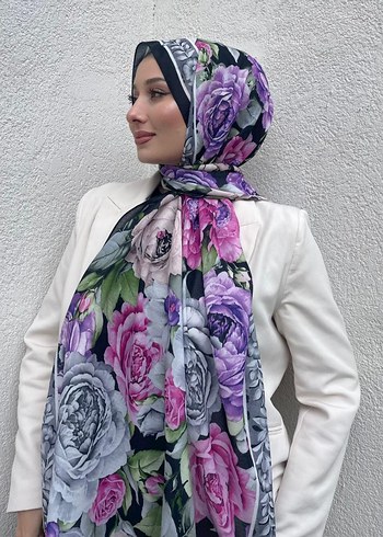 Bohem Mor Gri Desenli Kadın Şal