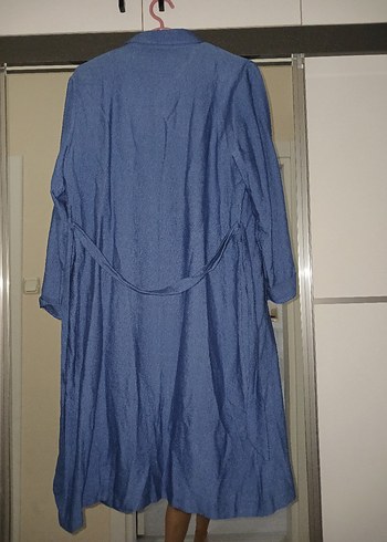 Diğer Mavi Uzun Denim Kadın Kaban