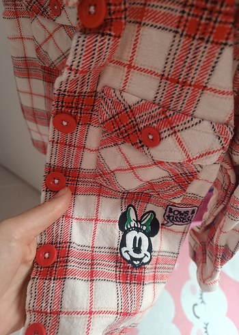 Kırmızı Nakışlı kız Çocuk Uzun Kollu Gömlek - Görsel 4