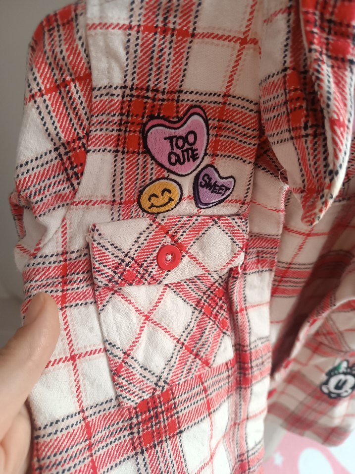 Kırmızı Nakışlı kız Çocuk Uzun Kollu Gömlek - Görsel 3