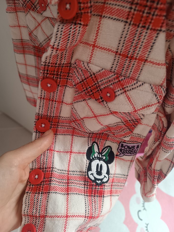 Kırmızı Nakışlı kız Çocuk Uzun Kollu Gömlek - Görsel 4