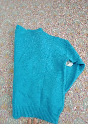 Mavi Bulut Desenli Örgü Kadın Hırka - Görsel 3